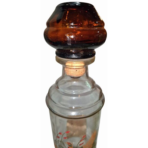 Vintage Glass Decanter Pair With Stoppers - Old Fitzgerald Prime & Green/Gold Fl - Picture 6 of 11